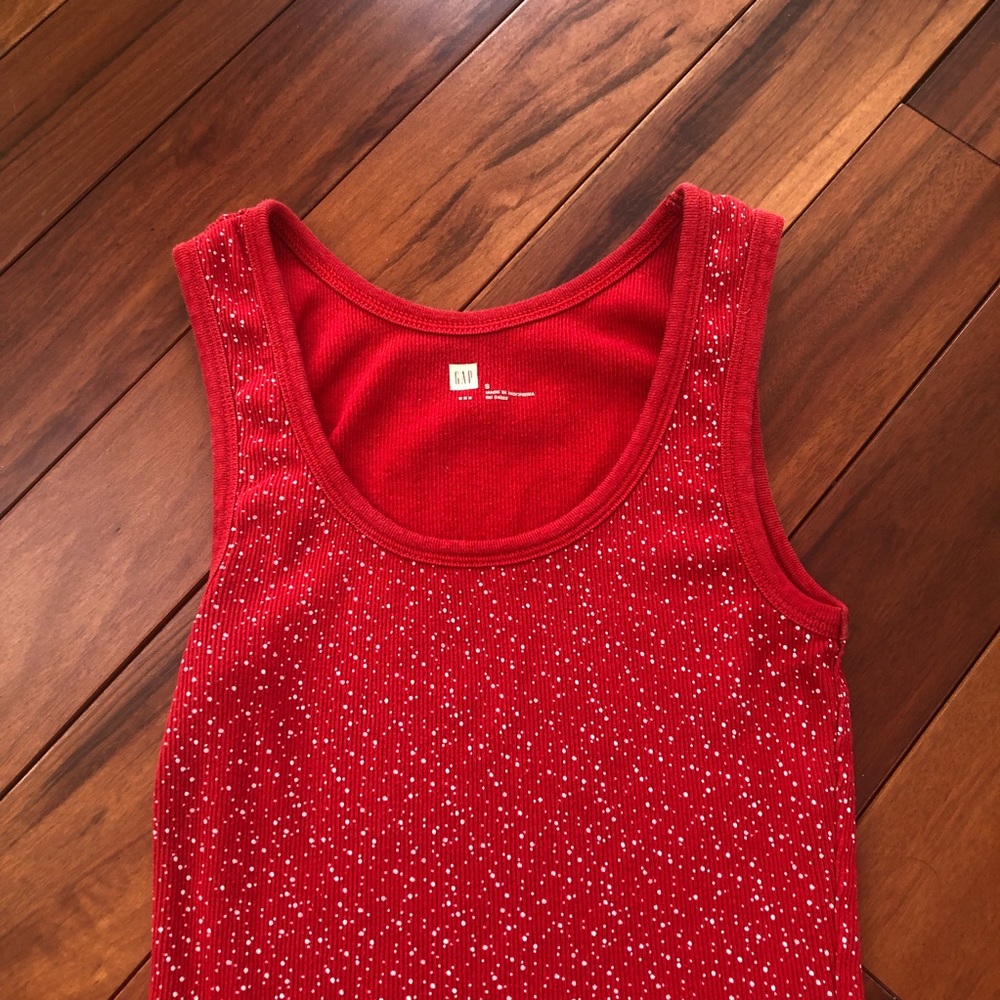 Gap Factory Polka Dot Splatter Red White Tank Sm